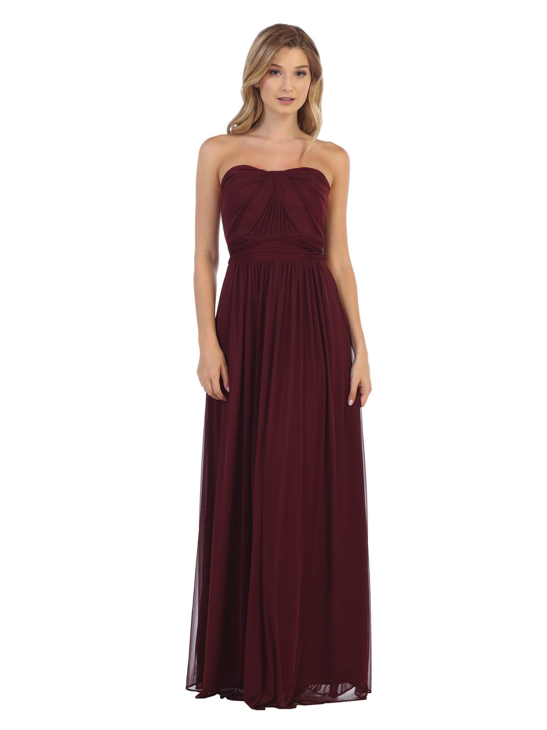 Convertible Long Bridesmaids Dress - Burgundy / 3XL Convertible Long Bridesmaids Dress - Burgundy / 3XL