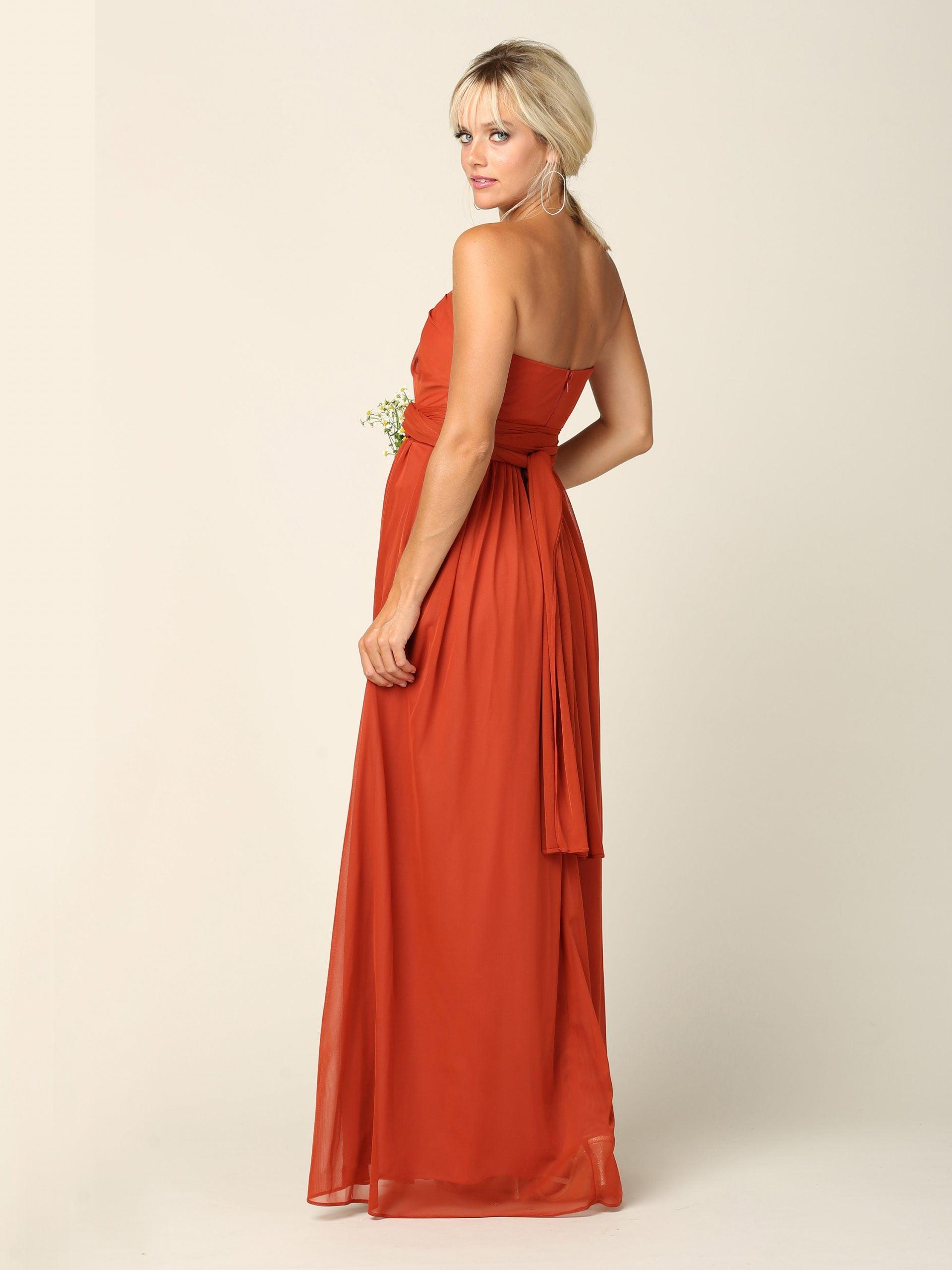 Convertible Long Bridesmaids Dress - Rust / 3XL Convertible Long Bridesmaids Dress - Rust / 3XL