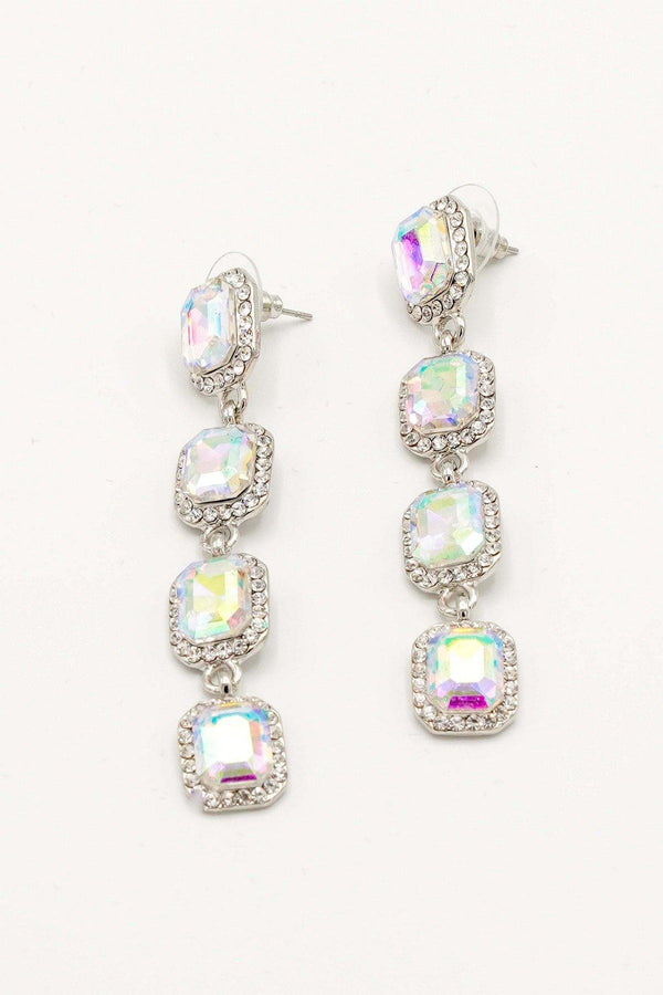 Crystal Clear Rhinestone Linear Drop Earrings