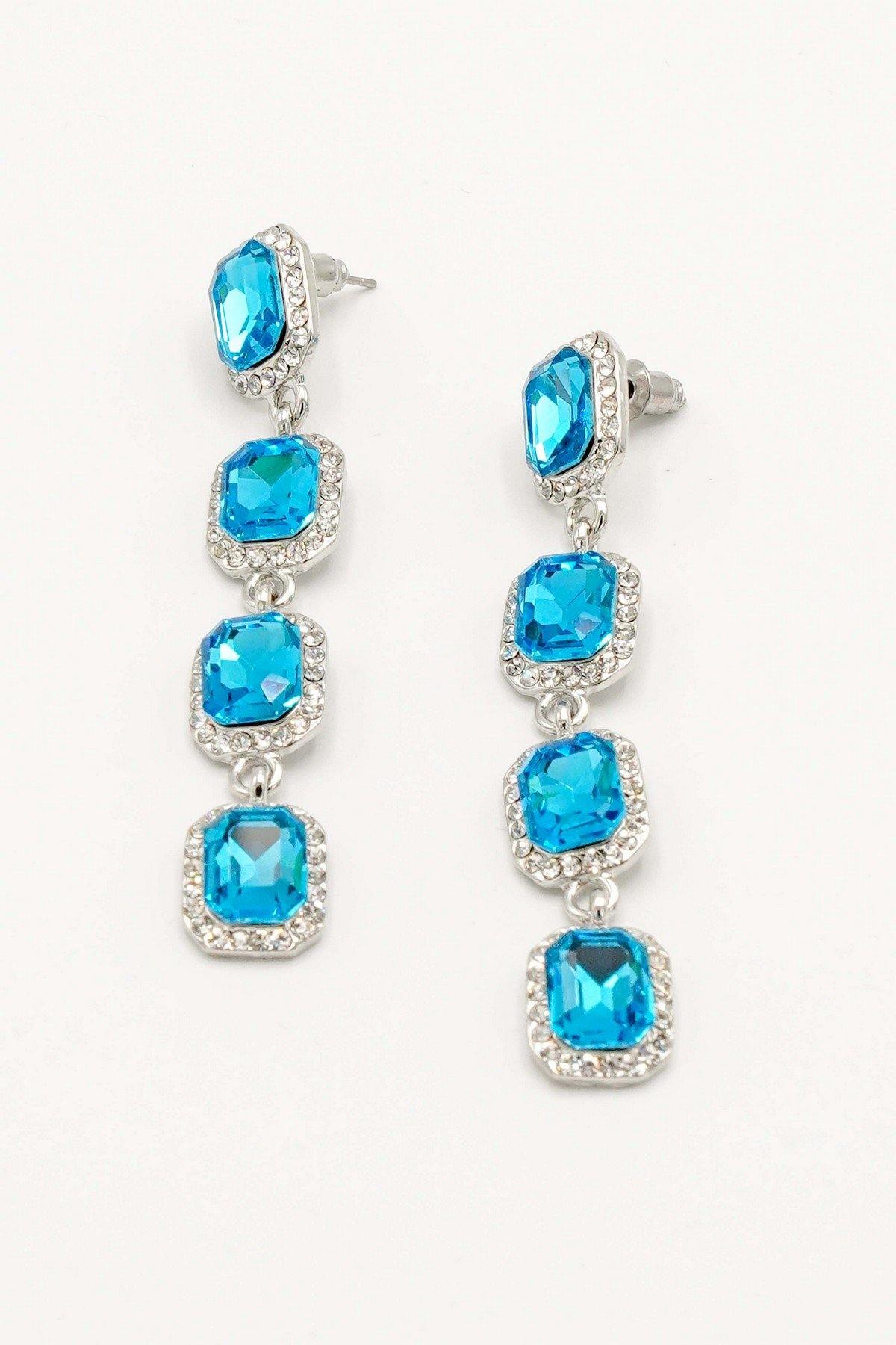 Crystal Clear Rhinestone Linear Drop Earrings