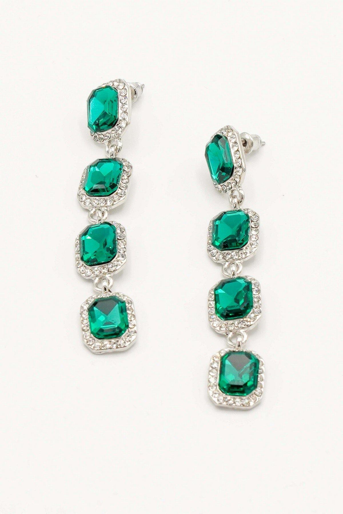 Crystal Clear Rhinestone Linear Drop Earrings