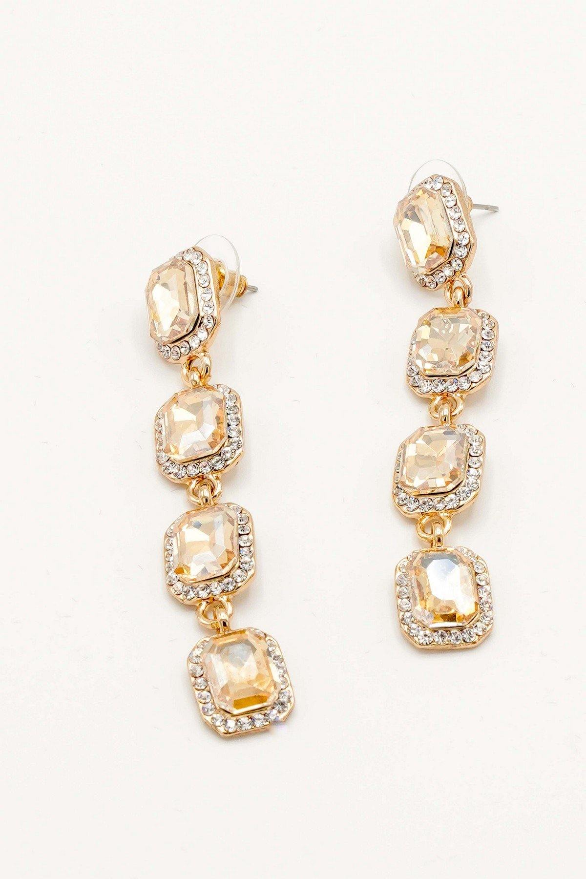 Crystal Clear Rhinestone Linear Drop Earrings