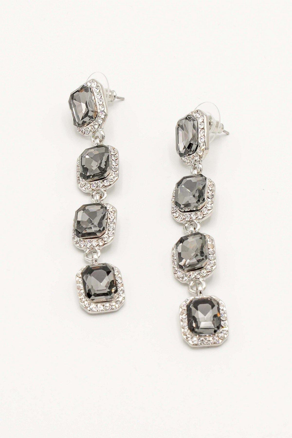 Crystal Clear Rhinestone Linear Drop Earrings
