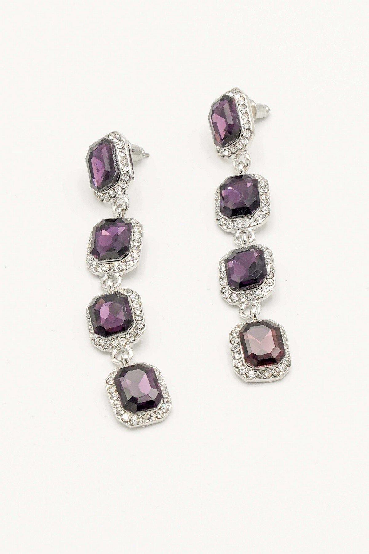Crystal Clear Rhinestone Linear Drop Earrings