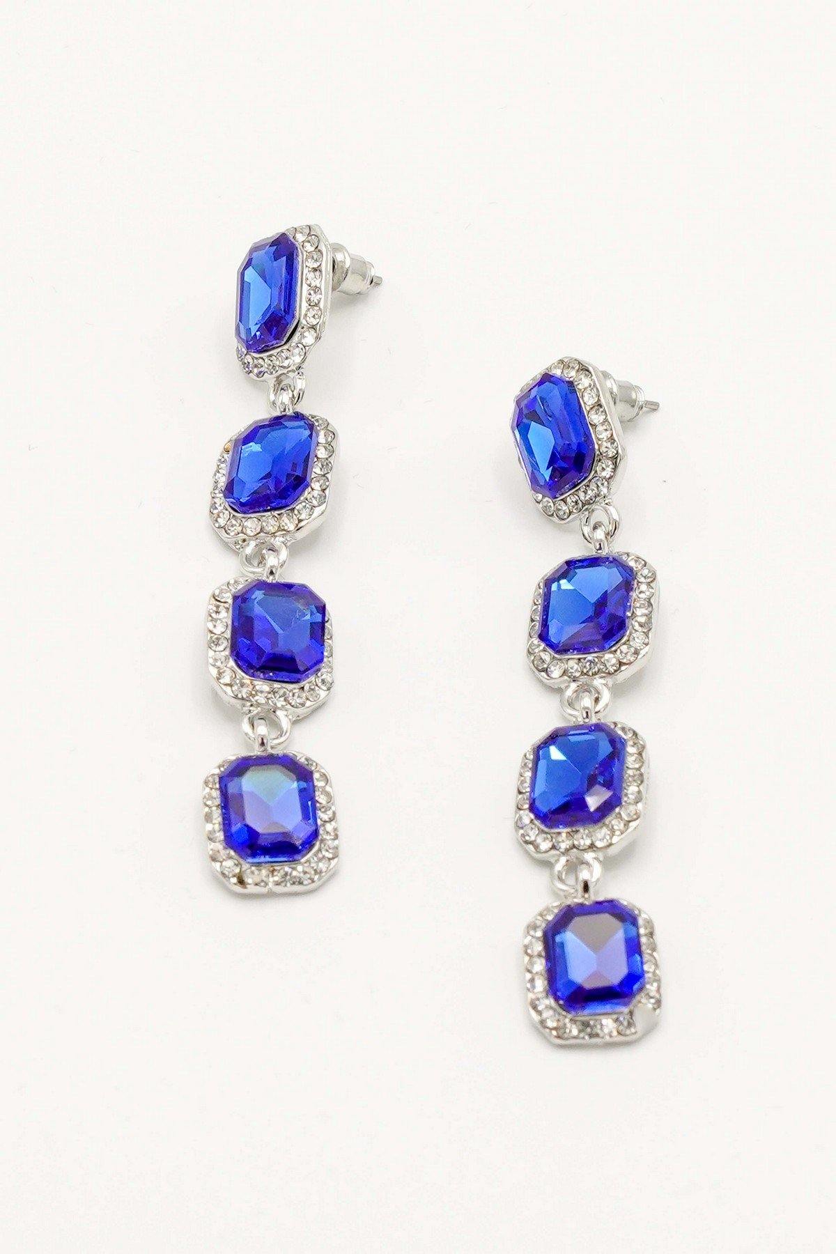 Crystal Clear Rhinestone Linear Drop Earrings