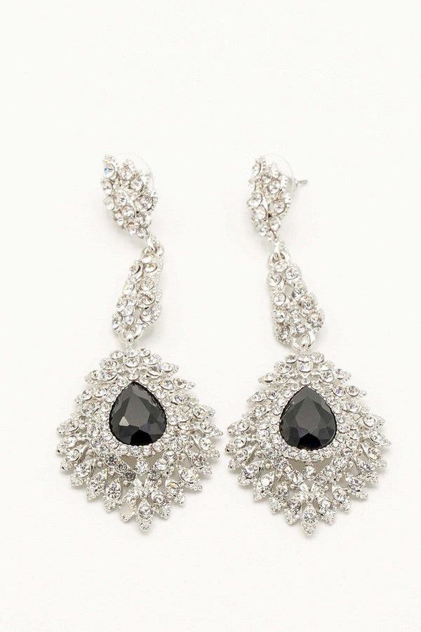 Crystal Drop Rhinestone Teardrop Long Earrings