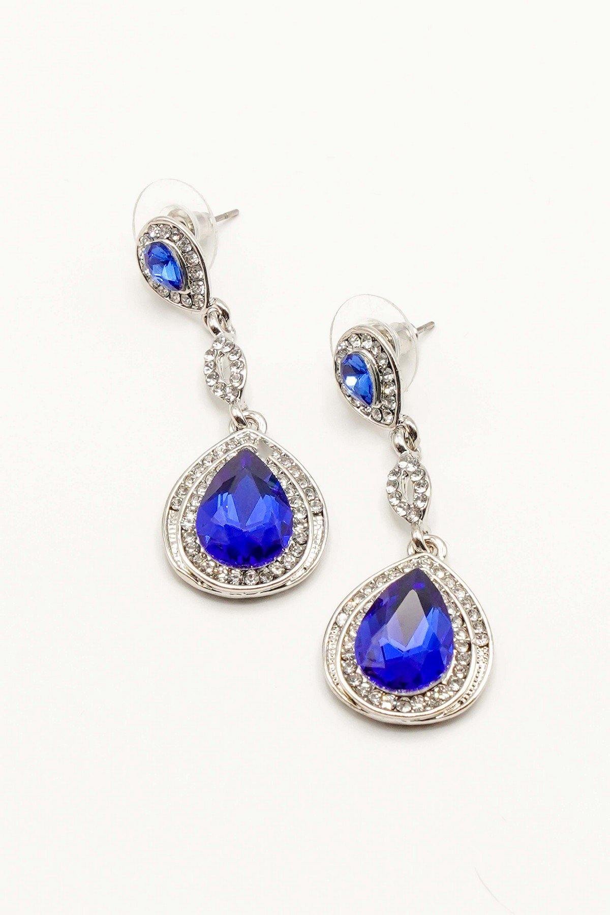 Dangle Clear Diamante Teardrop Rhinestone Earrings