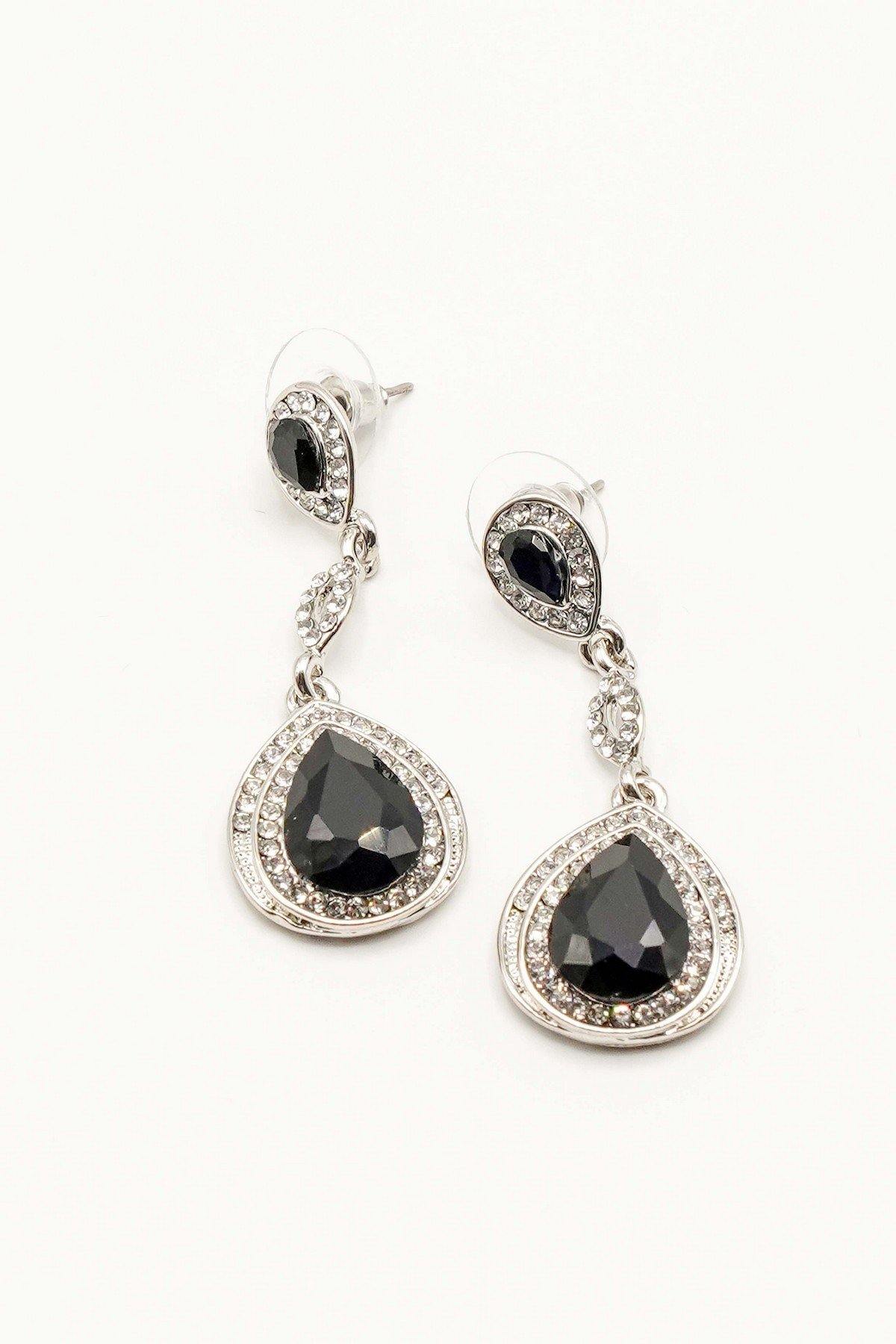 Dangle Clear Diamante Teardrop Rhinestone Earrings - The Dress Outlet