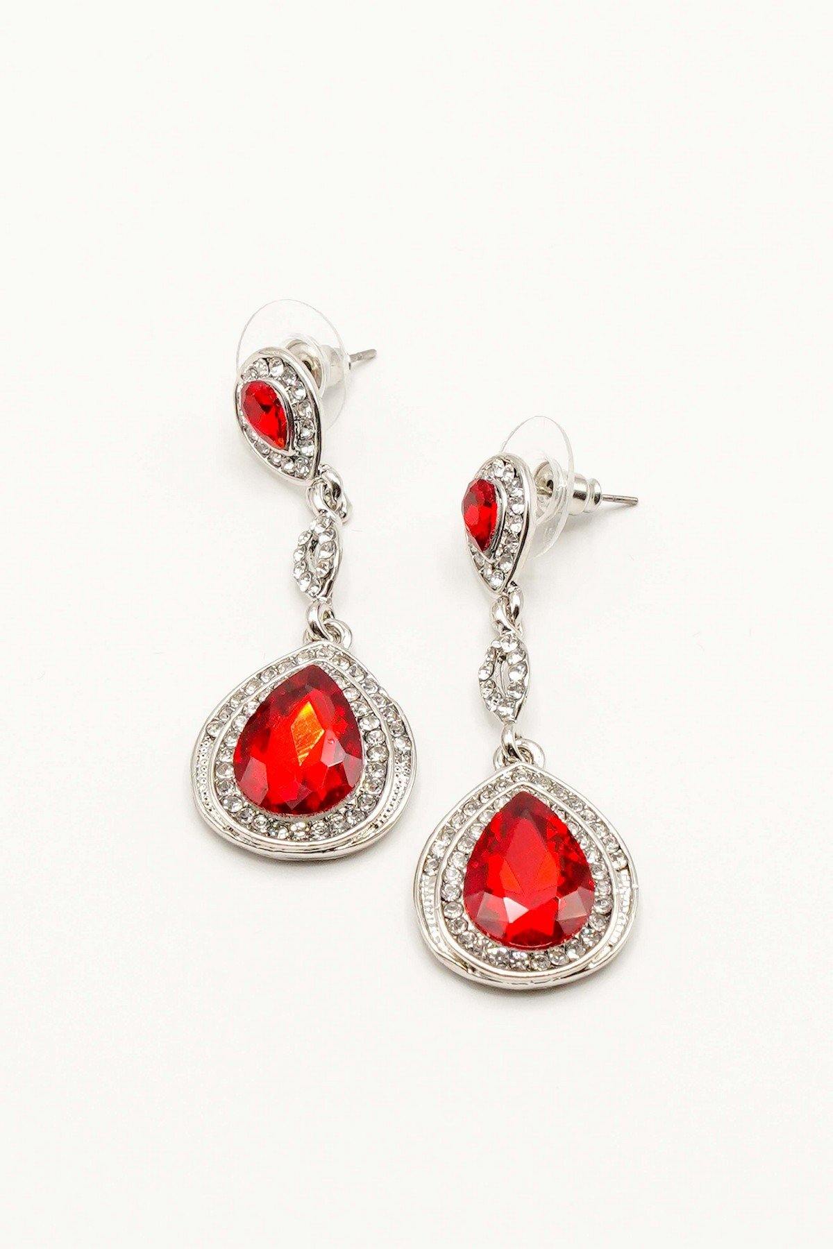 Dangle Clear Diamante Teardrop Rhinestone Earrings