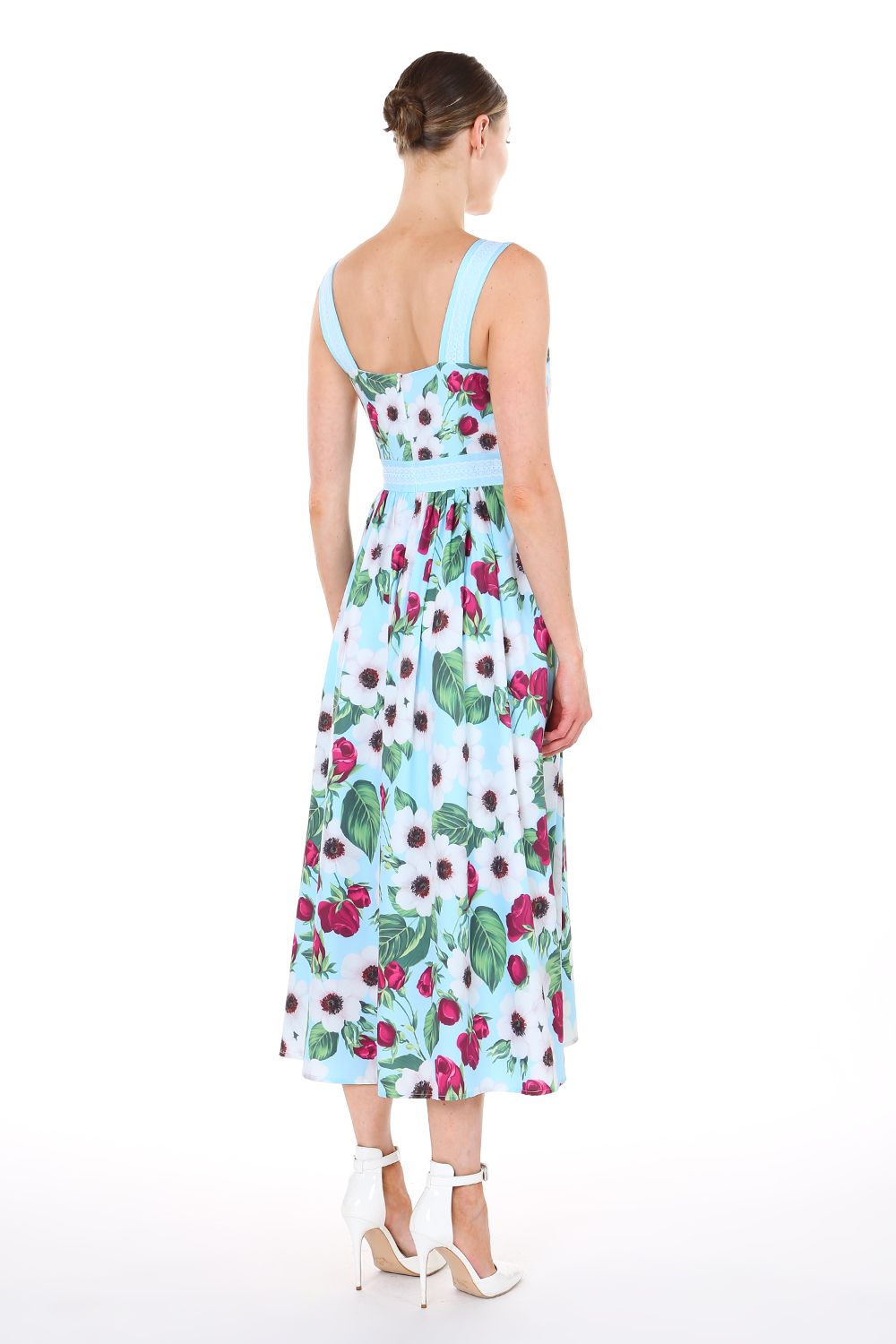 Floral Sleeveless Strap Midi Dress