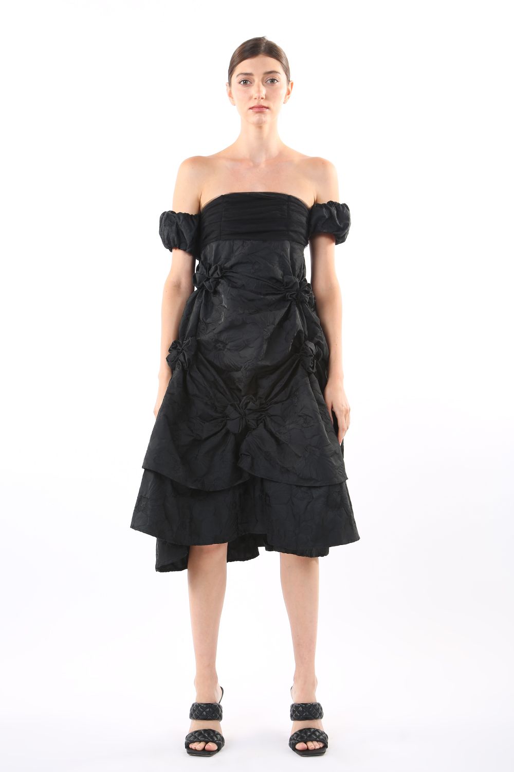 Beulah Styles Off Shoulder Tiered Midi Dress - Black - Size M - Cocktail Dress for Semi Formal Occasions Beulah Styles Off Shoulder Tiered Midi Dress - Black - Size M - Cocktail Dress for Semi Formal Occasions