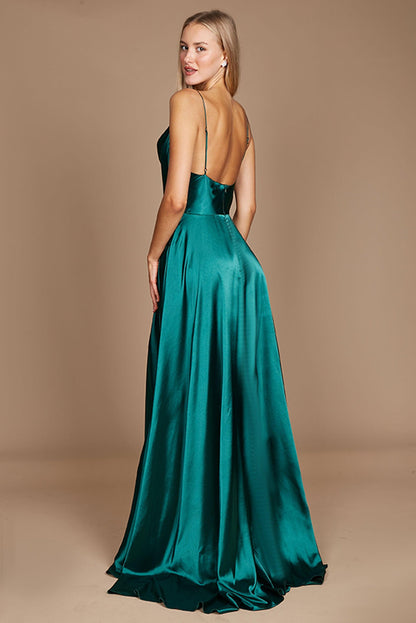 Prom Dresses Formal Cowl Neck Spaghetti Strap Party Dress Emerald