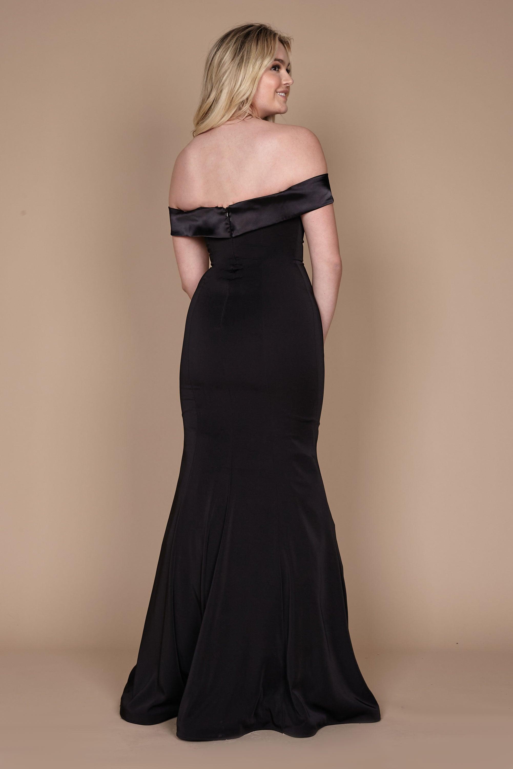 Black Long Formal Off Shoulder Evening Dress
