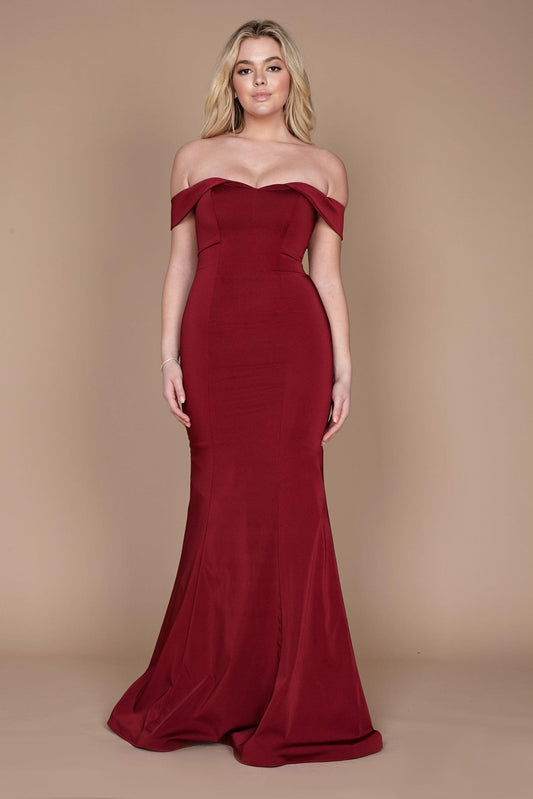 Dylan & Davids Long Formal Burgundy Mermaid Evening Dress Burgundy