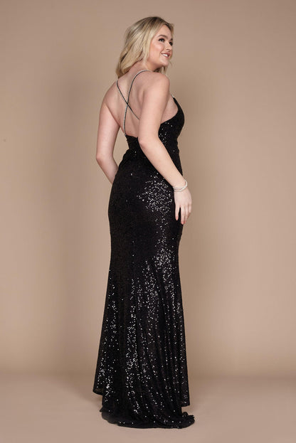 Prom Dresses Long Formal Fitted Sequin Prom Dress Black