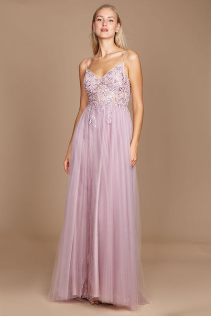 Prom Dresses Long Jeweled Beaded Tulle Prom Dress Mauve