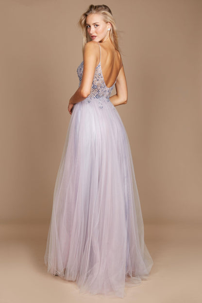 Prom Dresses Long Jeweled Beaded Tulle Prom Dress Multi Gray