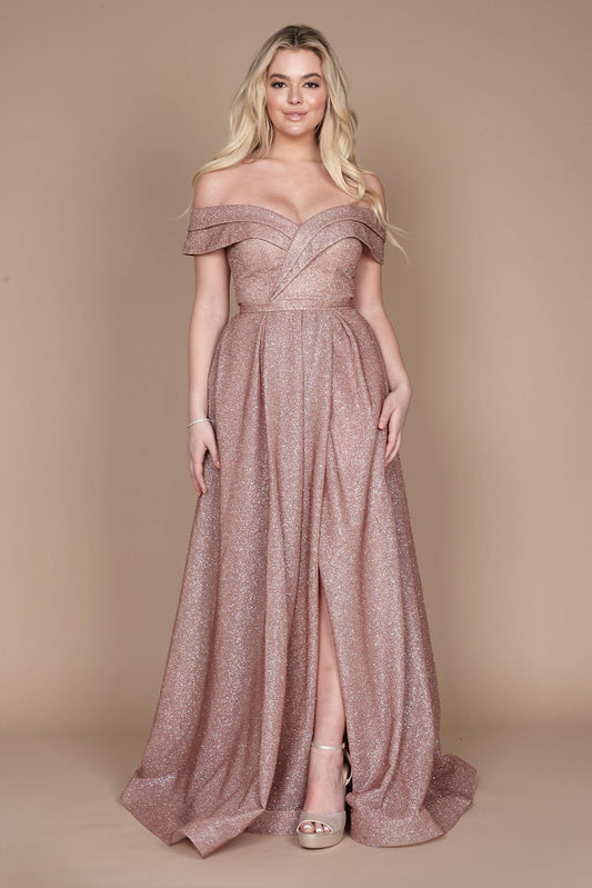 Dylan & Davids Off Shoulder Formal Evening Gown Mauve