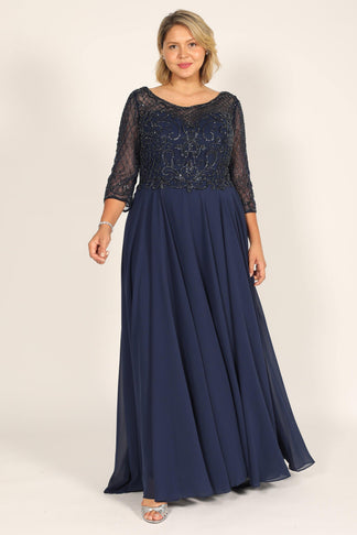 Charcoal Long Sleeve Navy Mother of The Bride Dress for $145.0 – The ...