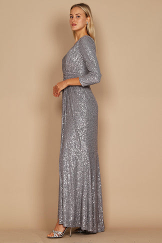 Dylan & Davids Long Sleeve Sequin Formal Beaded Dress – The Dress Outlet