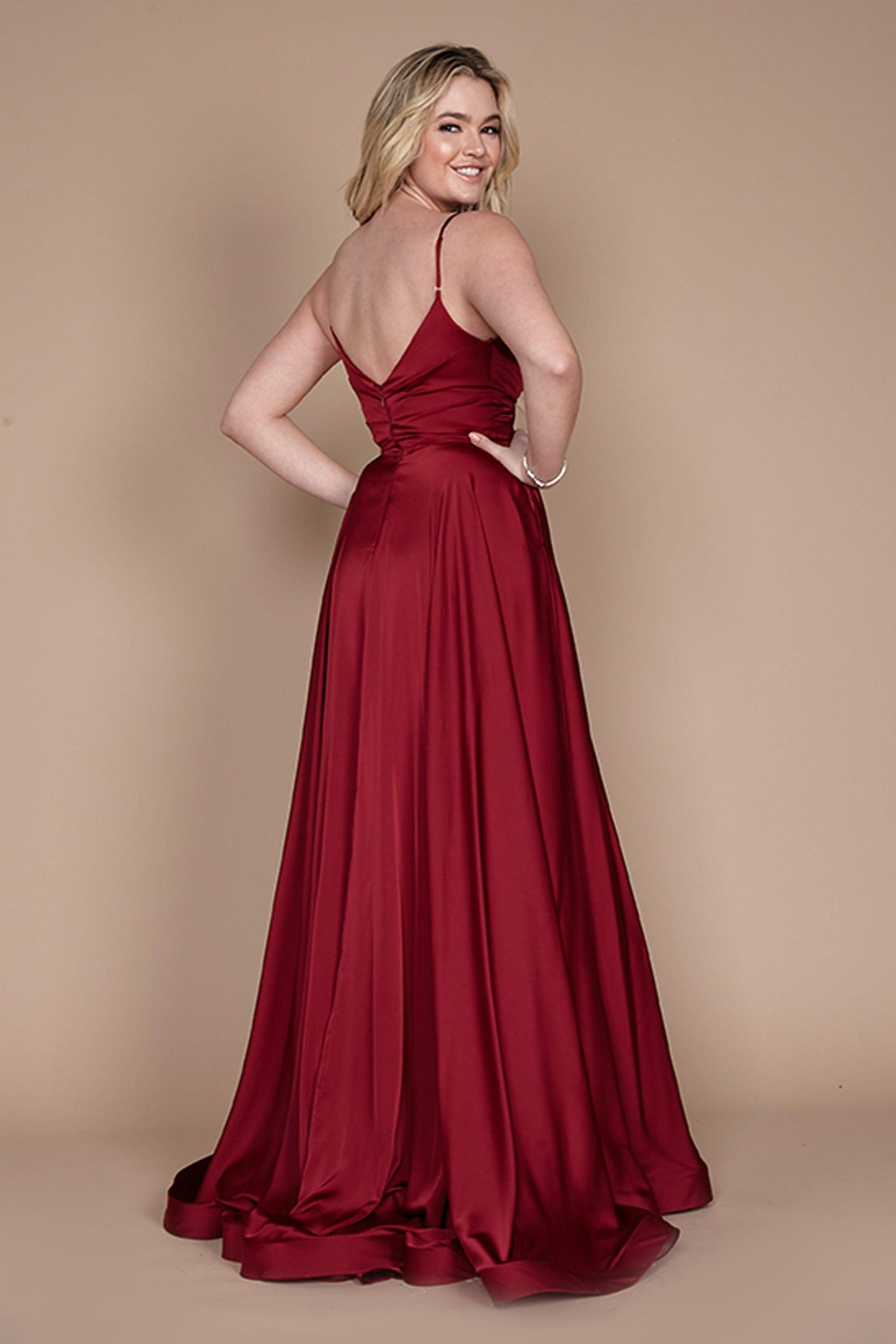 Prom Dresses Long Spaghetti Strap Prom Formal Gown Burgundy