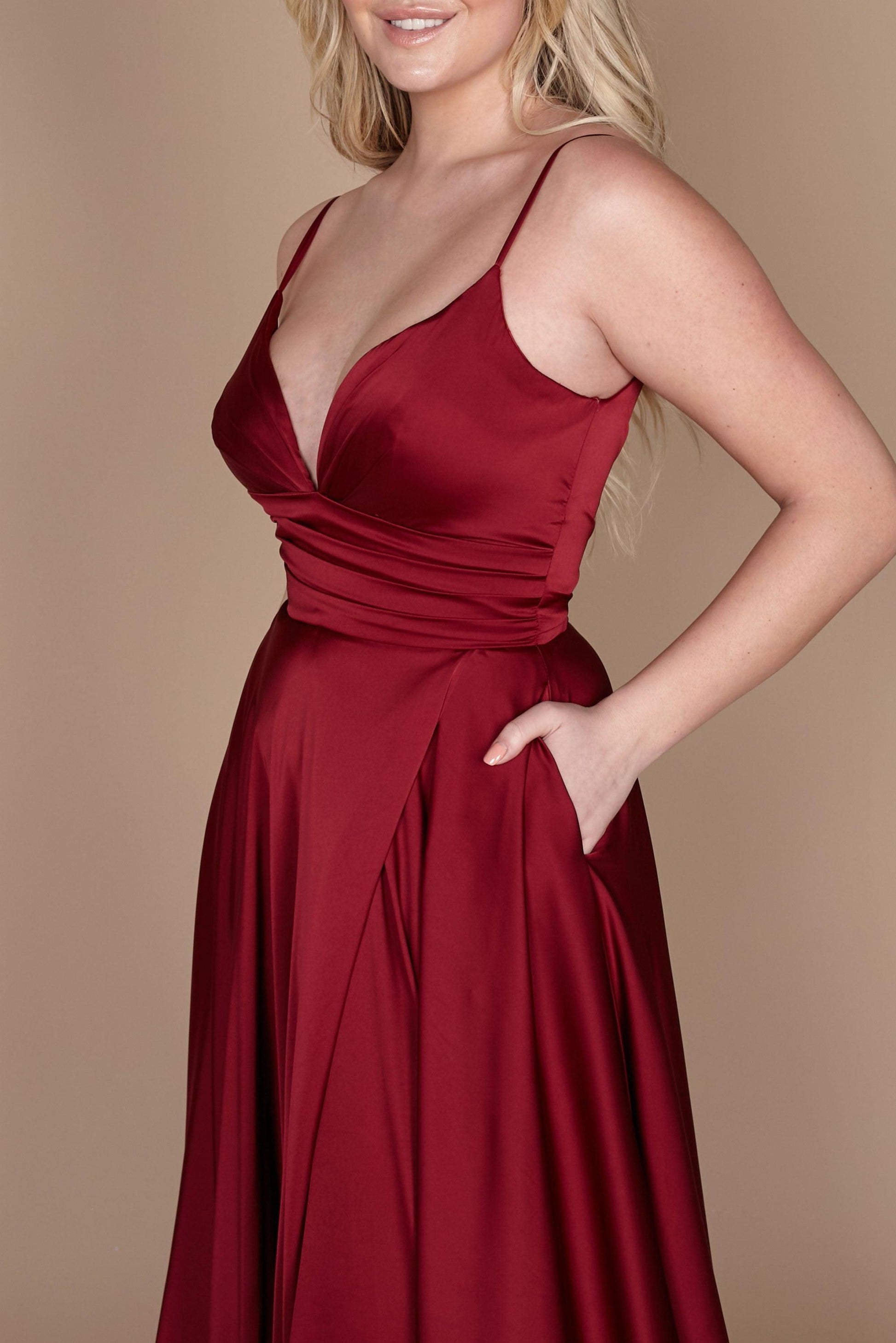 Prom Dresses Long Spaghetti Strap Prom Formal Gown Burgundy