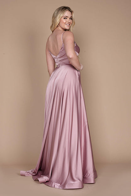 Dylan & Davids Long Spaghetti Strap Prom Formal Gown Mauve