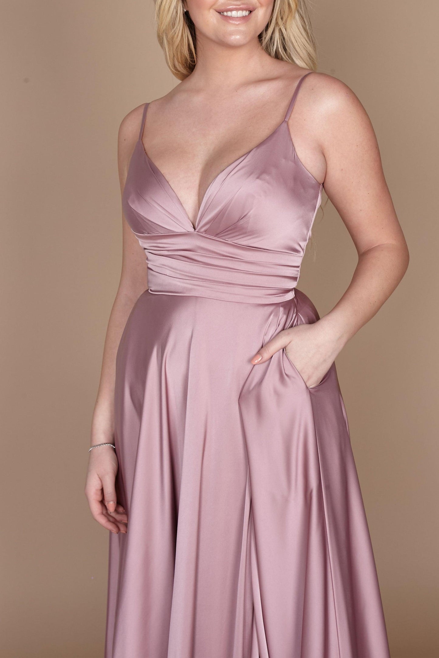 Prom Dresses Long Spaghetti Strap Prom Formal Gown Mauve