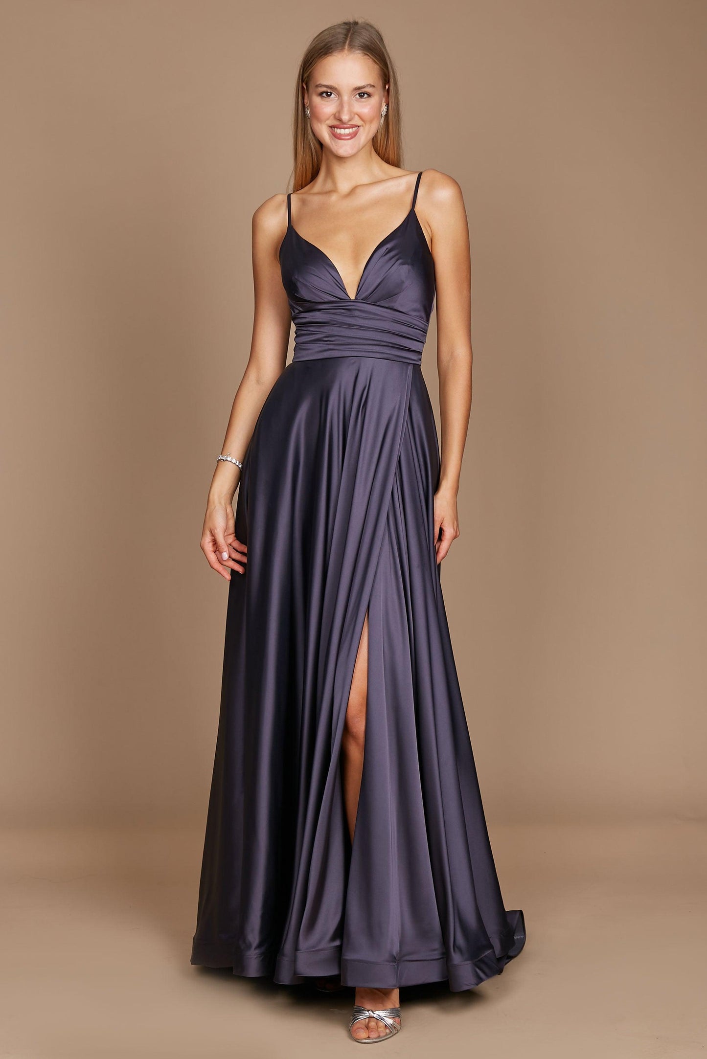 Prom Dresses Long Spaghetti Strap Prom Formal Gown Charcoal