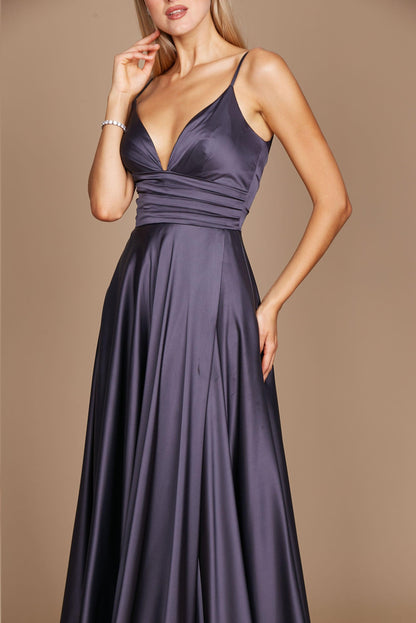 Dylan & Davids Long Spaghetti Strap Prom Formal Gown Charcoal