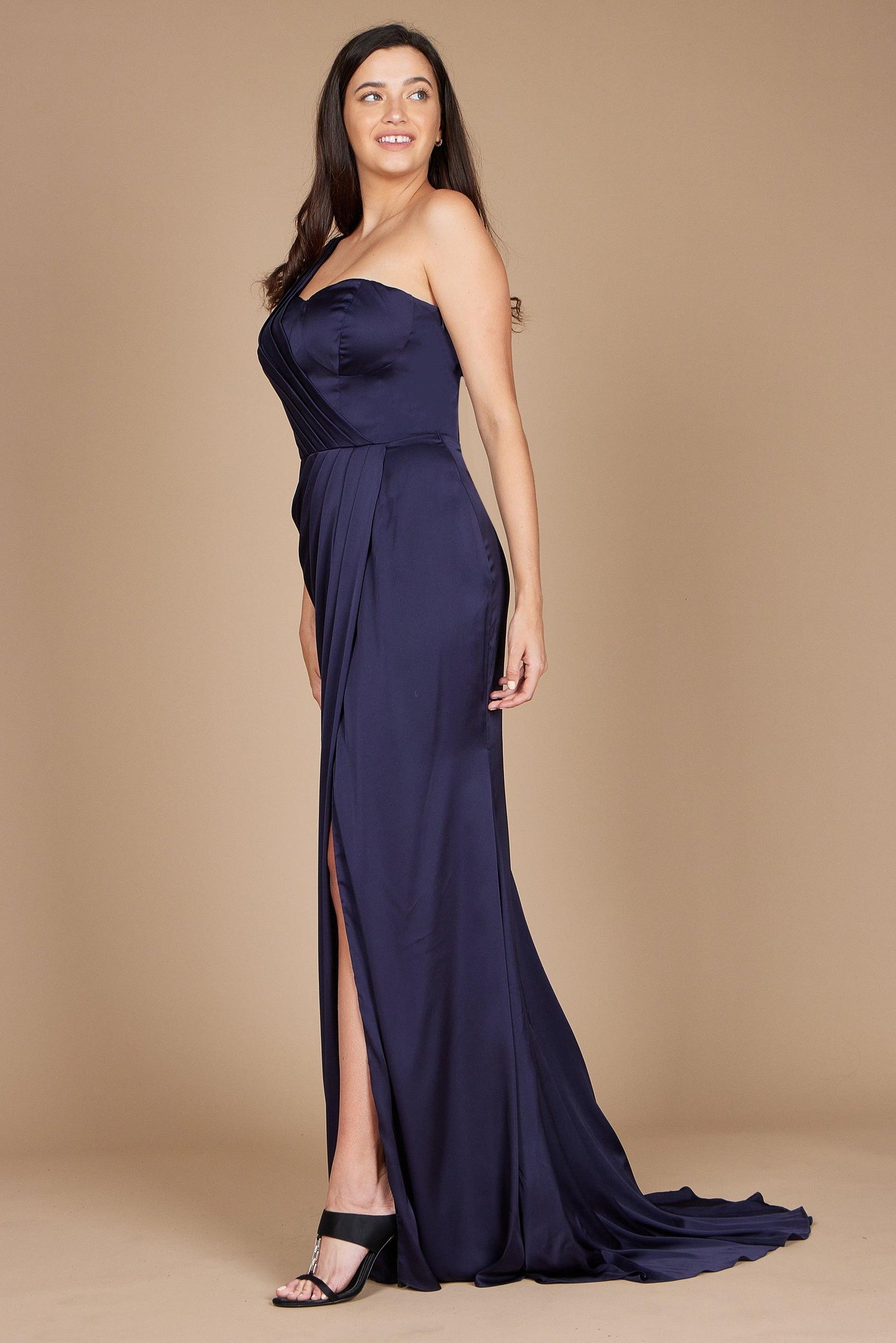 Dylan & Davids One Shoulder Formal Evening Dress Navy