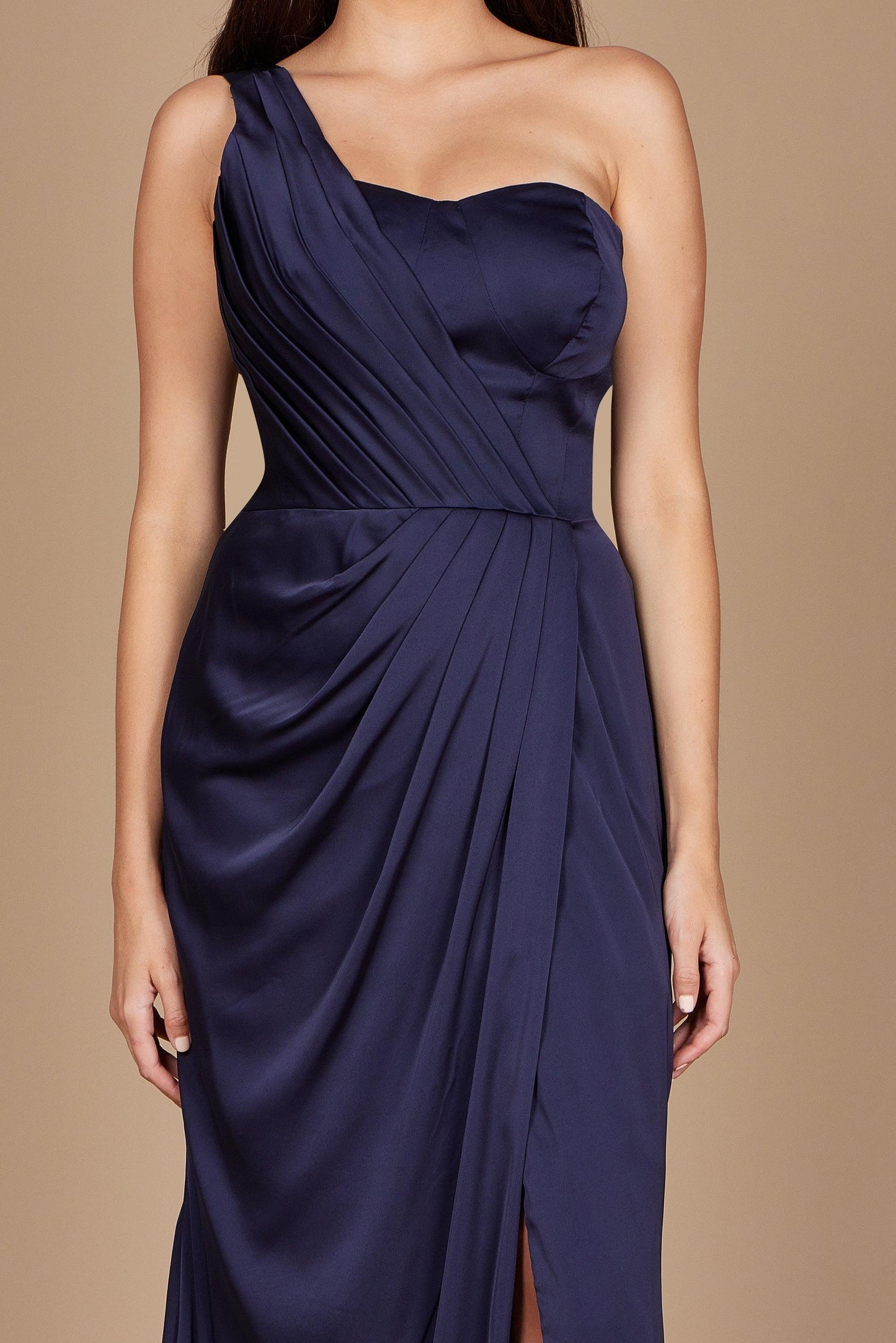 Dylan & Davids One Shoulder Formal Evening Dress Navy