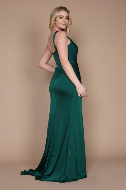 Dylan & Davids One Shoulder Formal Evening Dress Emerald