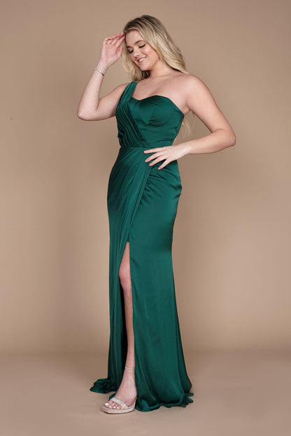 Prom Dresses One Shoulder Formal Evening Dress Emerald