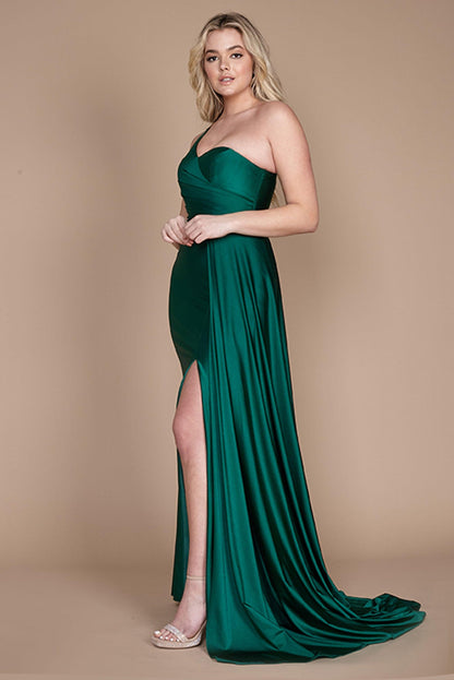 Prom Dresses One Shoulder Long Evening Gown Prom Dress Emerald