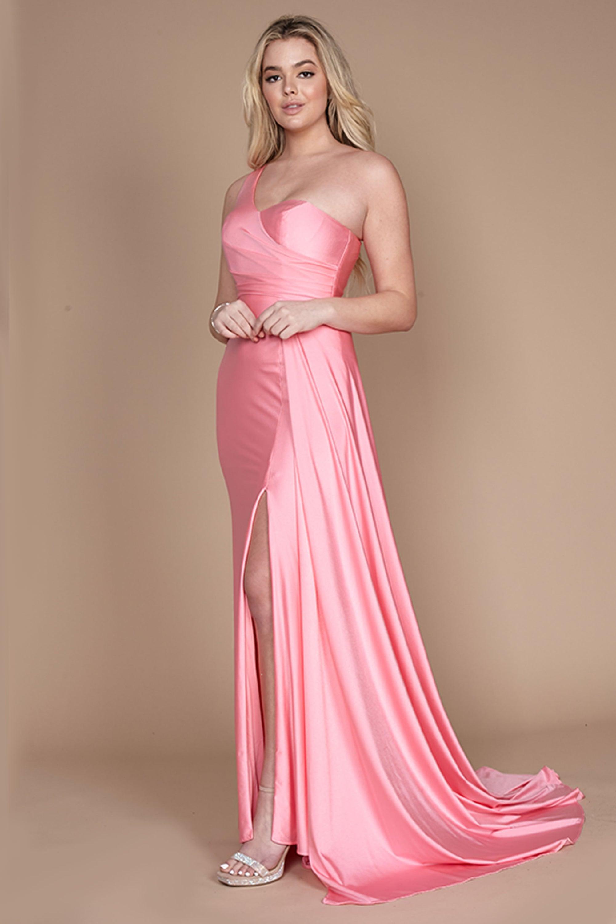 Prom Dresses One Shoulder Long Evening Gown Prom Dress Pink