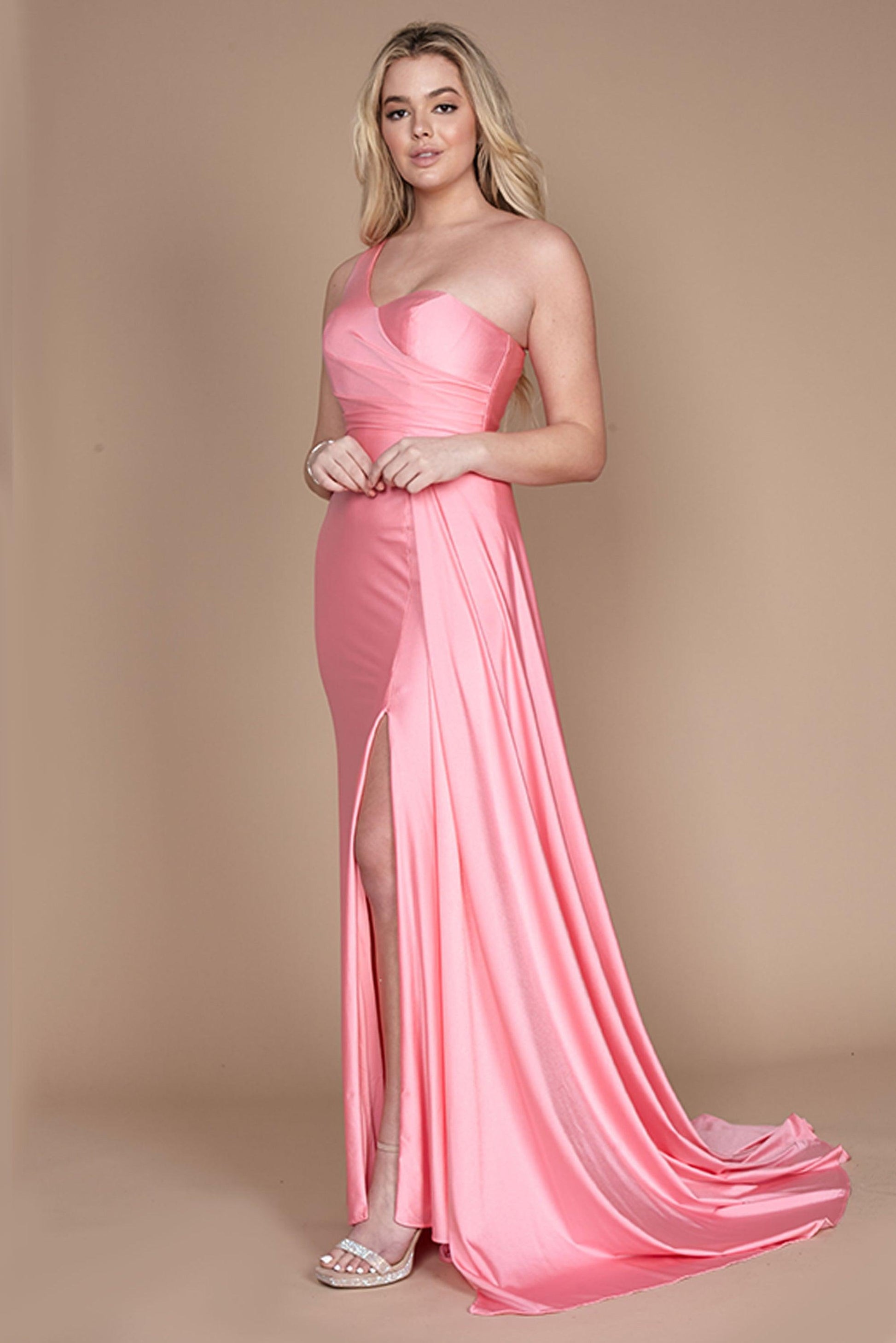 Prom Dresses One Shoulder Long Evening Gown Prom Dress Pink