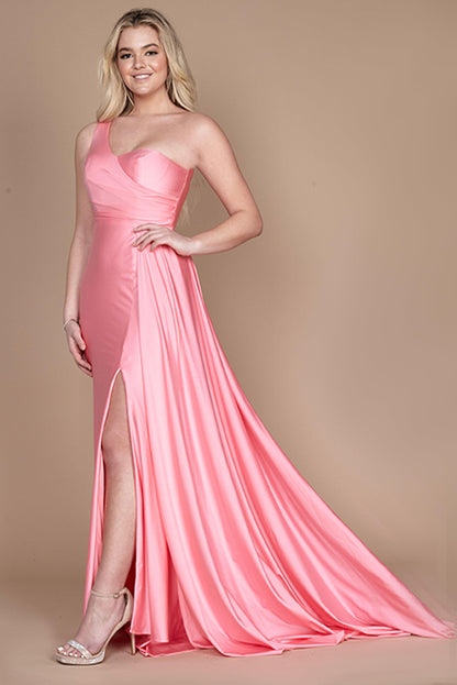 Prom Dresses One Shoulder Long Evening Gown Prom Dress Pink
