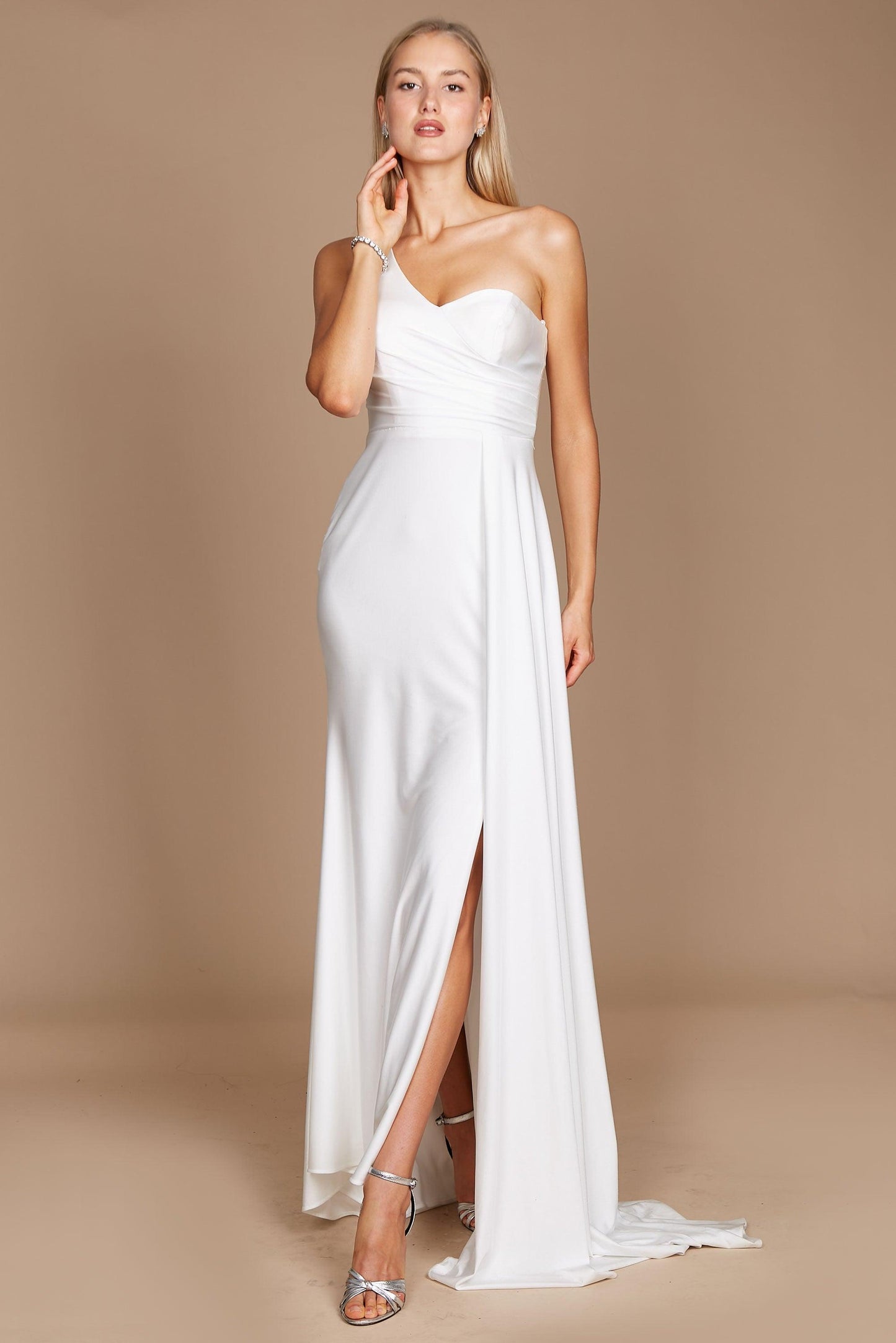 Prom Dresses One Shoulder Long Evening Gown Prom Dress White