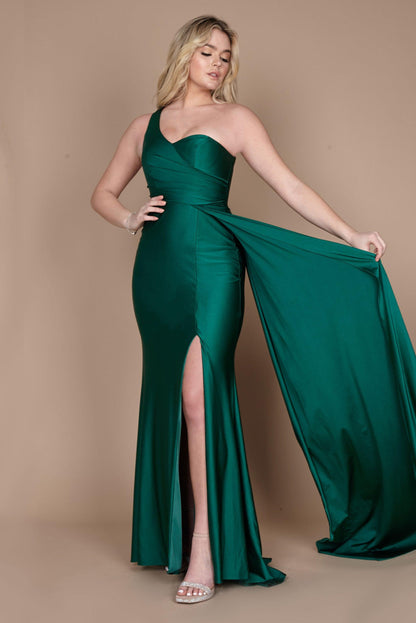 Prom Dresses One Shoulder Long Evening Gown Prom Dress Emerald