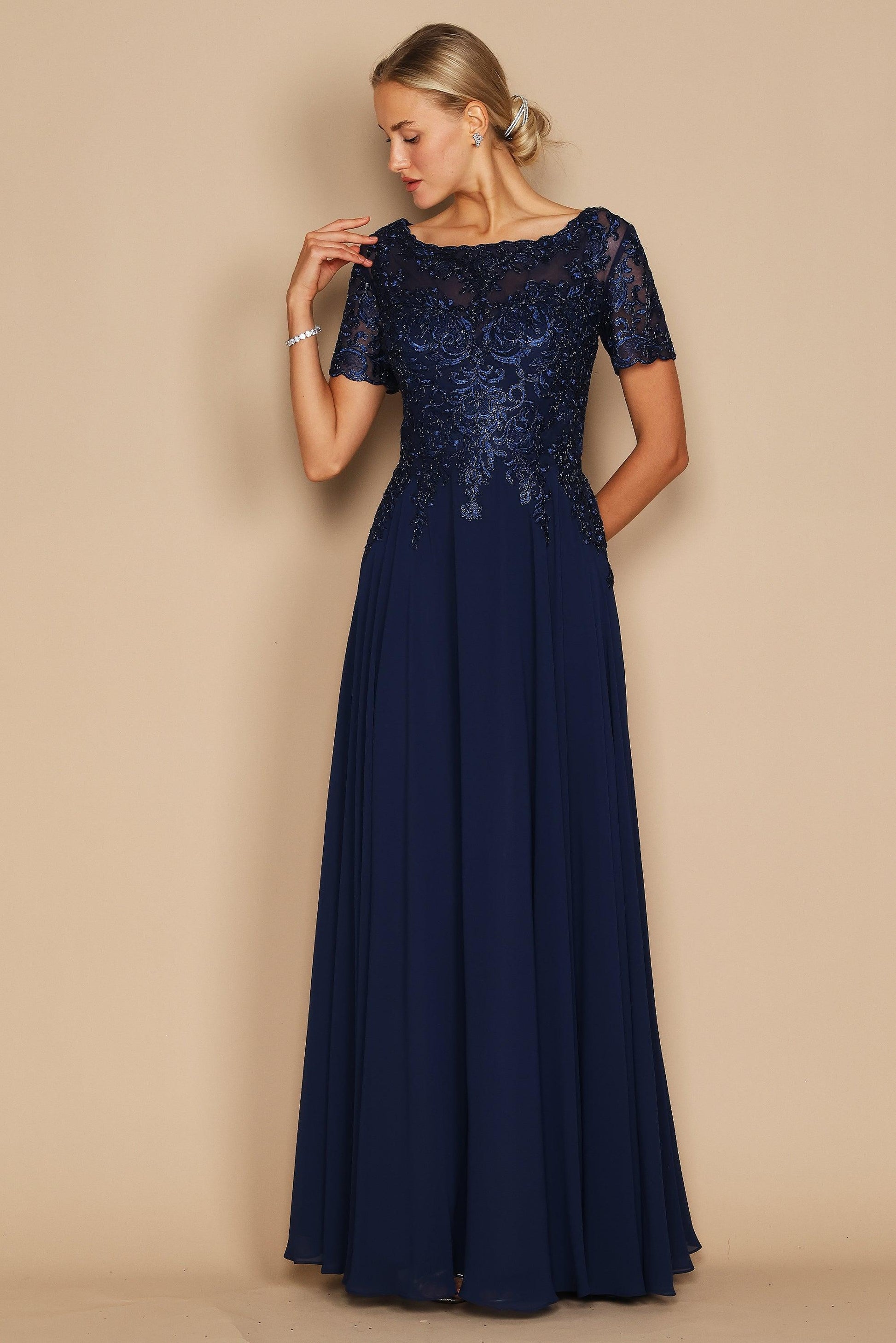 Short Sleeve Mother of the Bride Formal Dress