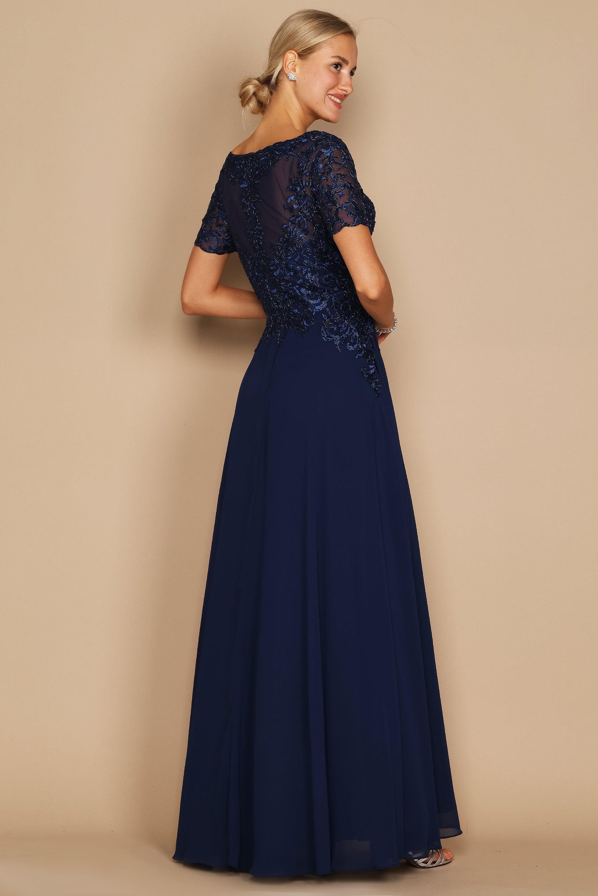 Short Sleeve Mother of the Bride Formal Dress