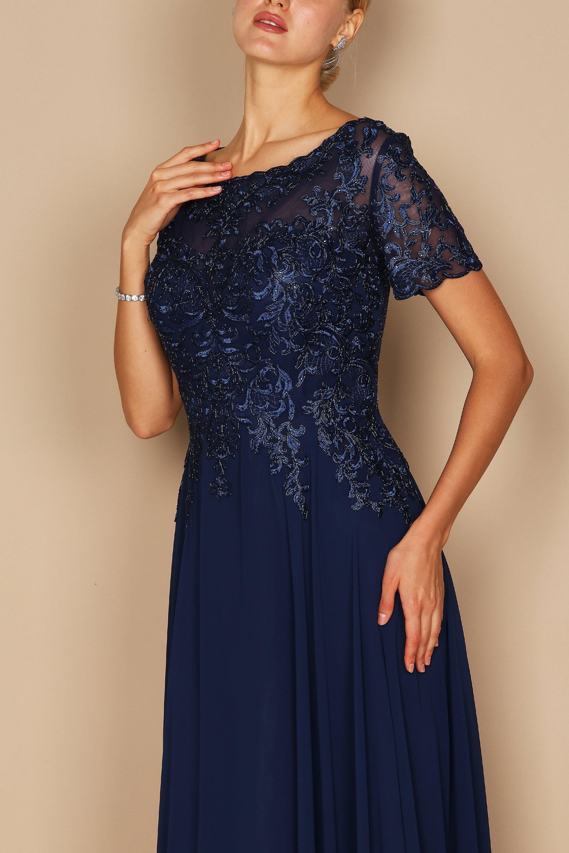 Short Sleeve Mother of the Bride Formal Dress