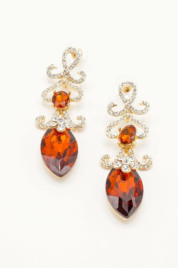Elegant Floral Drop Clear Diamante Earrings