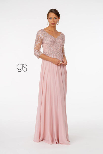 Embroidered Bodice Evening Long Formal Dress Sale - The Dress Outlet