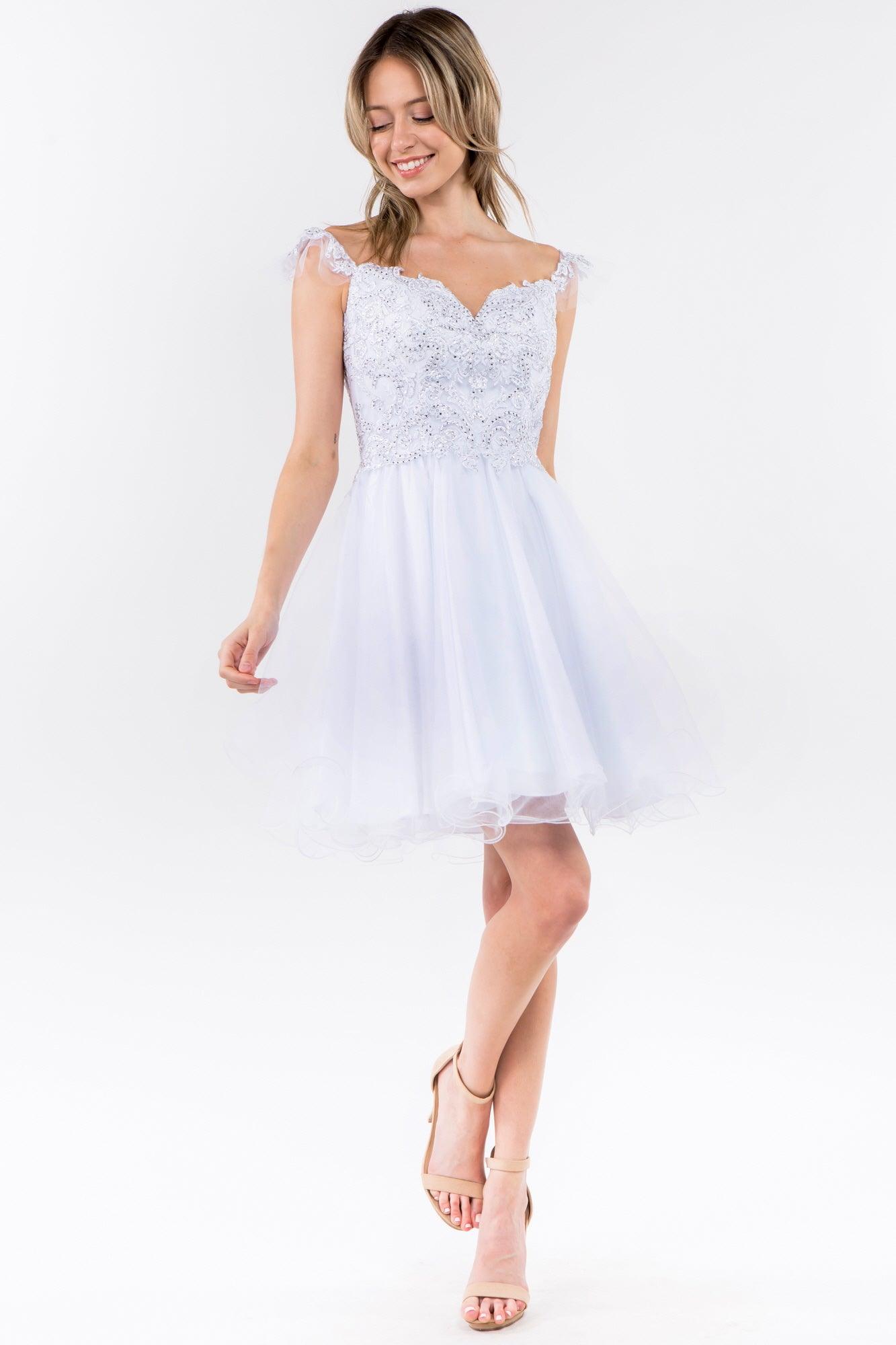 Short Ruffle Homecoming Dress Nora Cap-Sleeve Short Homecoming Dress PromGirl Short Ruffle Homecoming Dress Nora Cap-Sleeve Short Homecoming Dress PromGirl