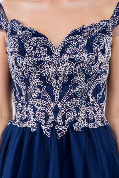 Embroidered Ruffle Short Homecoming Dress - The Dress Outlet