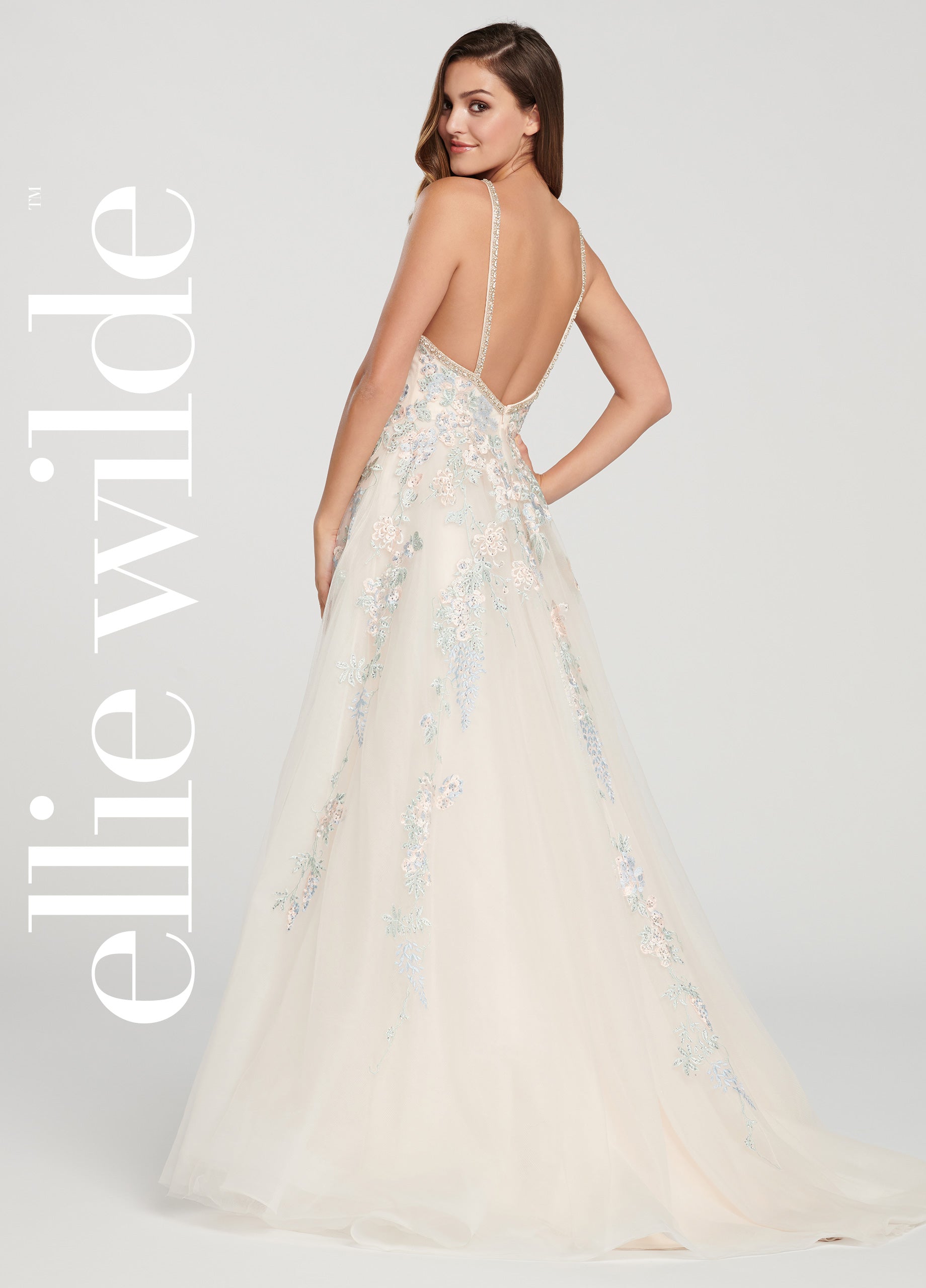 Ellie Wilde EW119010 Long Ball Gown Beaded Prom Dress