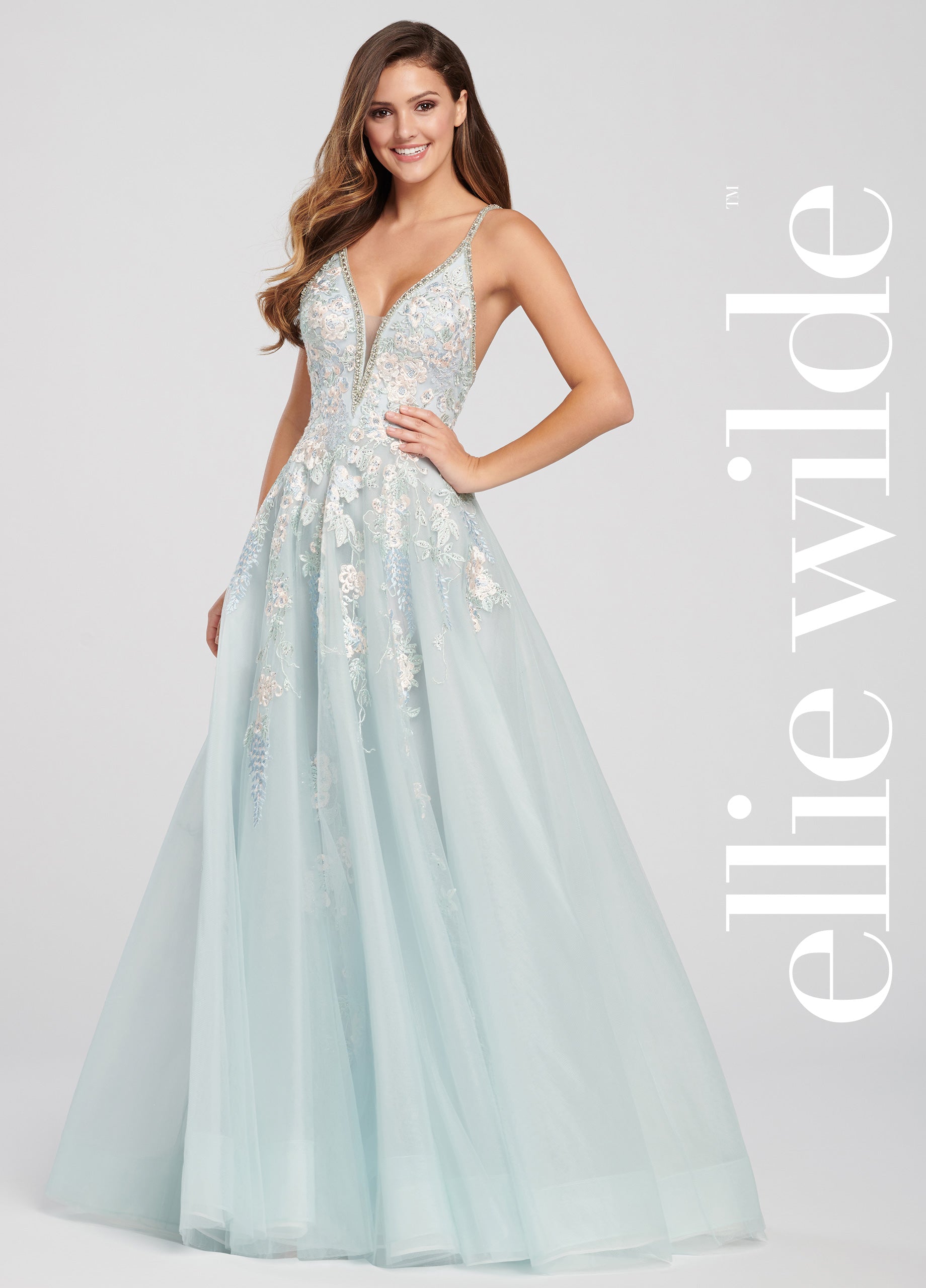 Prom Dresses Long Ball Gown Beaded Prom Dress Powder Blue/Multi
