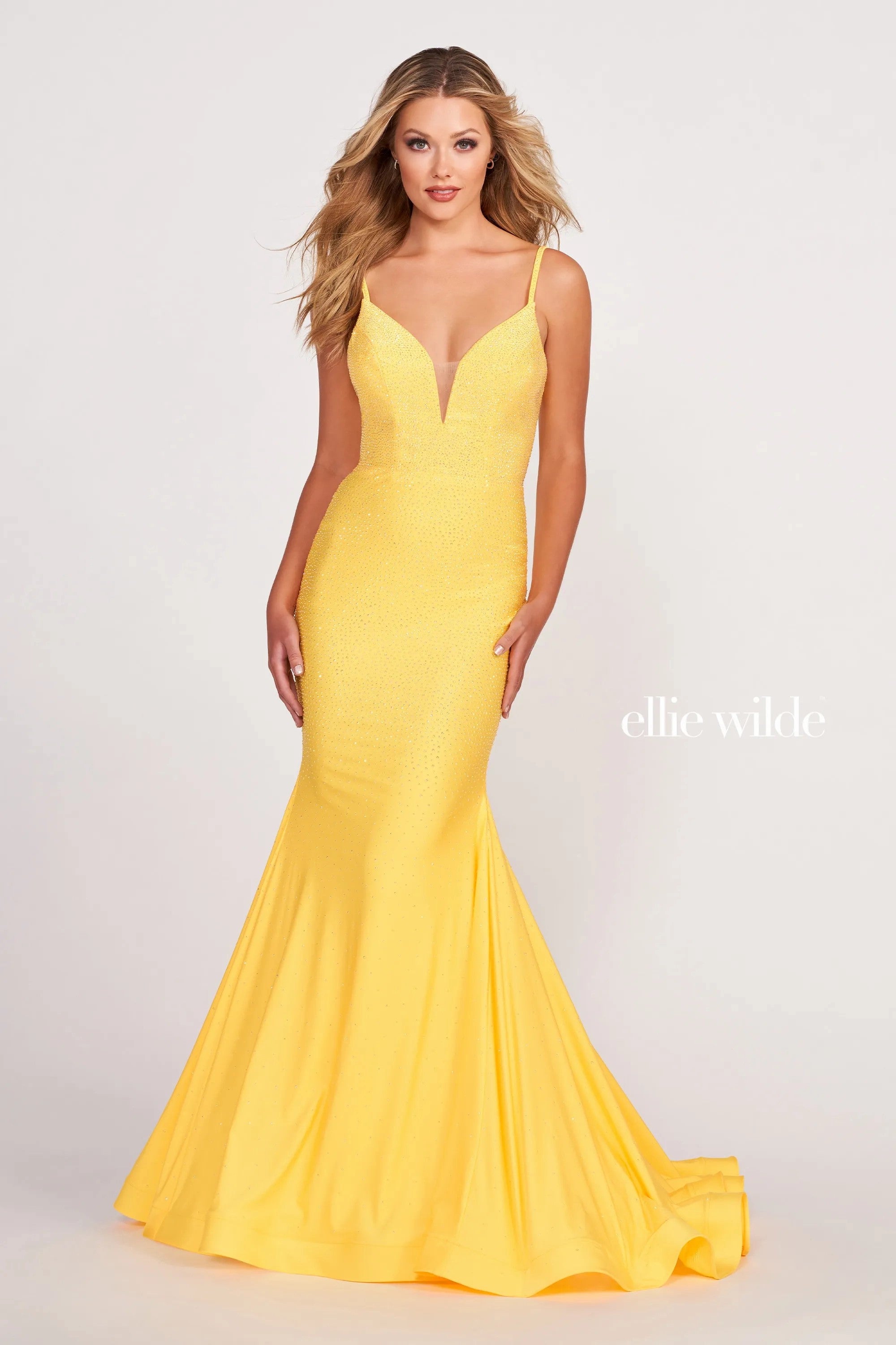 Prom Dresses Beaded Long Formal Fitted Prom Gown Sunflower